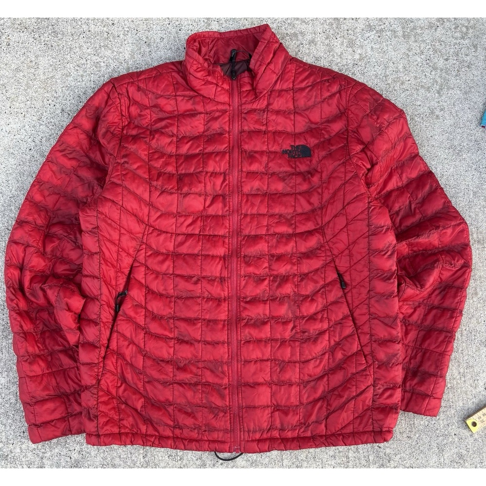 North Face Jacket Mens Size L Red Thermoball Insulated Light Pack Quilted Puffer